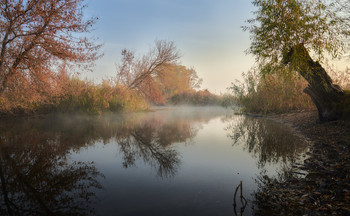 Легкий туман над рекой / река Северский Донец. Осень 2018