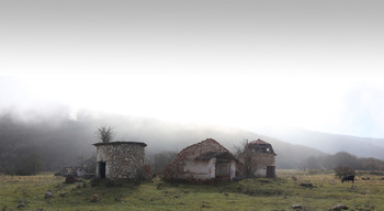 Туманный день в Родниковом / Окраина села Родниковое в Байдарской долине (Крым)
