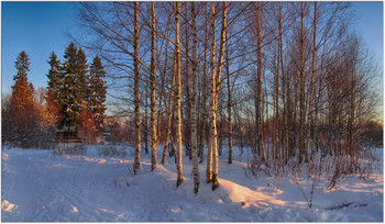 Вечереет. / За околицей. Зимние зарисовки.