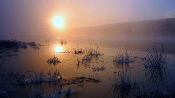 Морозное утро осени. / Озеро Исток. Осенние заморозки.