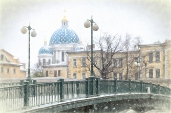 Красноармейский мост в снегопад. / Петербург. Ноябрь 2016.