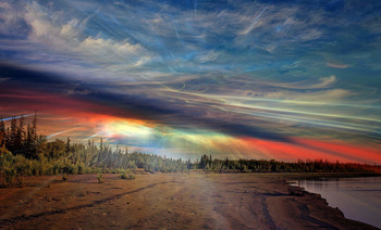 Небо над лесом... / на берегу реки