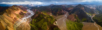 Landmannalaugar Pano #2 (Риолитовые горы) / Панорама из 5 кадров по горизонту и двух по вертикали + эксповилка в 1 шаг