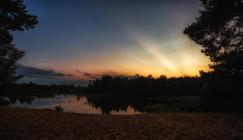 Закат / закат, река