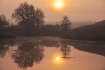 Этюд с туманом и солнцем / туманное утро