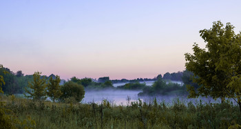 За туманом туман. / Летнее утро у озера Сосновое.