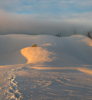 Новый Год к нам пришёл / Из-за снеженных гор, он спустился, он дошёл. 

Рассвет на заснеженной вершине Мамдзышхи, в горах Абхазии.