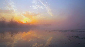 Туман и тишина. / Летнее утро на озере Сосновое.