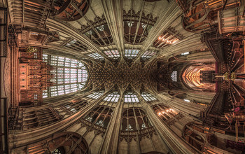 &nbsp; / Stitched panorama (180 degreees) of the Gloucester cathedral ceiling