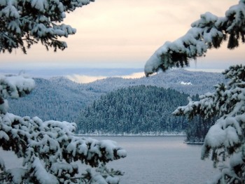 &nbsp; / View of Canim Lake during winter. BC Canada