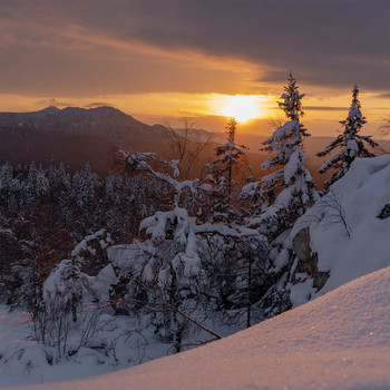 &nbsp; / рассвет,деревья,горы