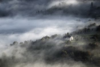 Another morning / A foggy morning in the hills of the Cantal (Auvergne / France)