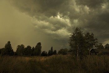 &quot;Тучи встали. Замерла природа ...&quot; / &quot;По белу свету сумрачно кочуя,
 Негаданно, нежданно из дали
 Седые тучи черноту ночную
 В хороший светлый день приволокли ...
 Затрепетали робкие осинки
 Перед немой угрюмой темнотой,
 И первые дождинки, как слезинки,
 Повисли над испуганной листвой ...&quot;
 И.Кобзев