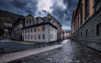 Улицы Бергена. / Самый дождливый город Норвегии.