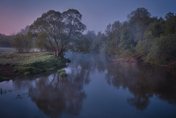 Синий час над рекою / Утро на реке Колокша около села Юрино во Владимирской области