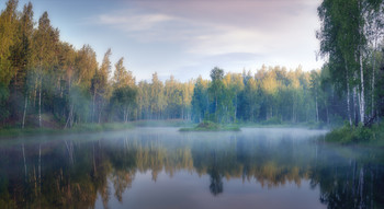 Утро на лесном озере. / Тульская обл. оз. Бобриная Карасятня.