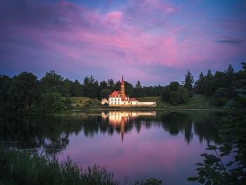 After sunset. Priory Palace in Gatchina. Russia. / After sunset. Priory Palace in Gatchina. Russia. July.