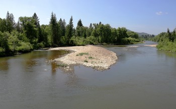 На реке Сыда / Сибирская река. Солнечный день.