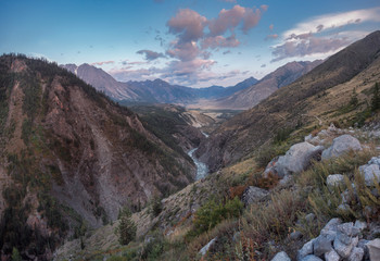 Morning ... Mountain gorge ... River ... / утро, горы, река