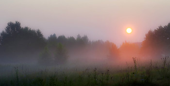 Туман на восходе / В поле у посёлка.