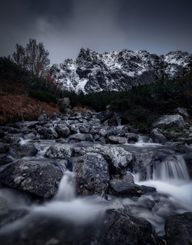 &nbsp; / Another beautiful sunset in the mountains. First snow and beautiful sunset made a great scenery to r