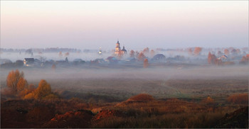 Был октябрь / Утро. Туман. Вид на село Заречное (историческое название Ямская Слобода) и окрестности.
