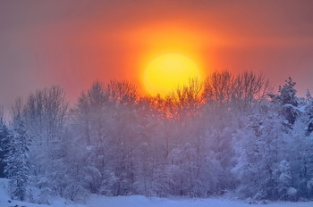 В колыбели... / Морозный закат на берегу Белого моря. Февраль 2021. Район Беломорска.