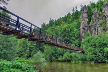 Подвесной мост / Сватошские скалы, река Огрже, Чехия