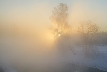 Рассвет. / Морозное утро и расвет на реке