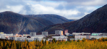 Лес, город, горы. / Кировск. Мурманская область.