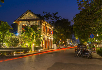 &nbsp; / Luang Prabang, Laos night time cityscape