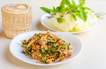 &nbsp; / Bamboo shoot salad, Spicy bamboo shoot salad, a local food in northern east Thailand