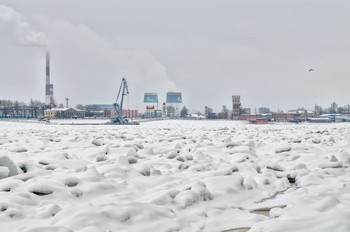 Нева в районе Речного вокзала / Вид со стороны пр. Обуховской обороны