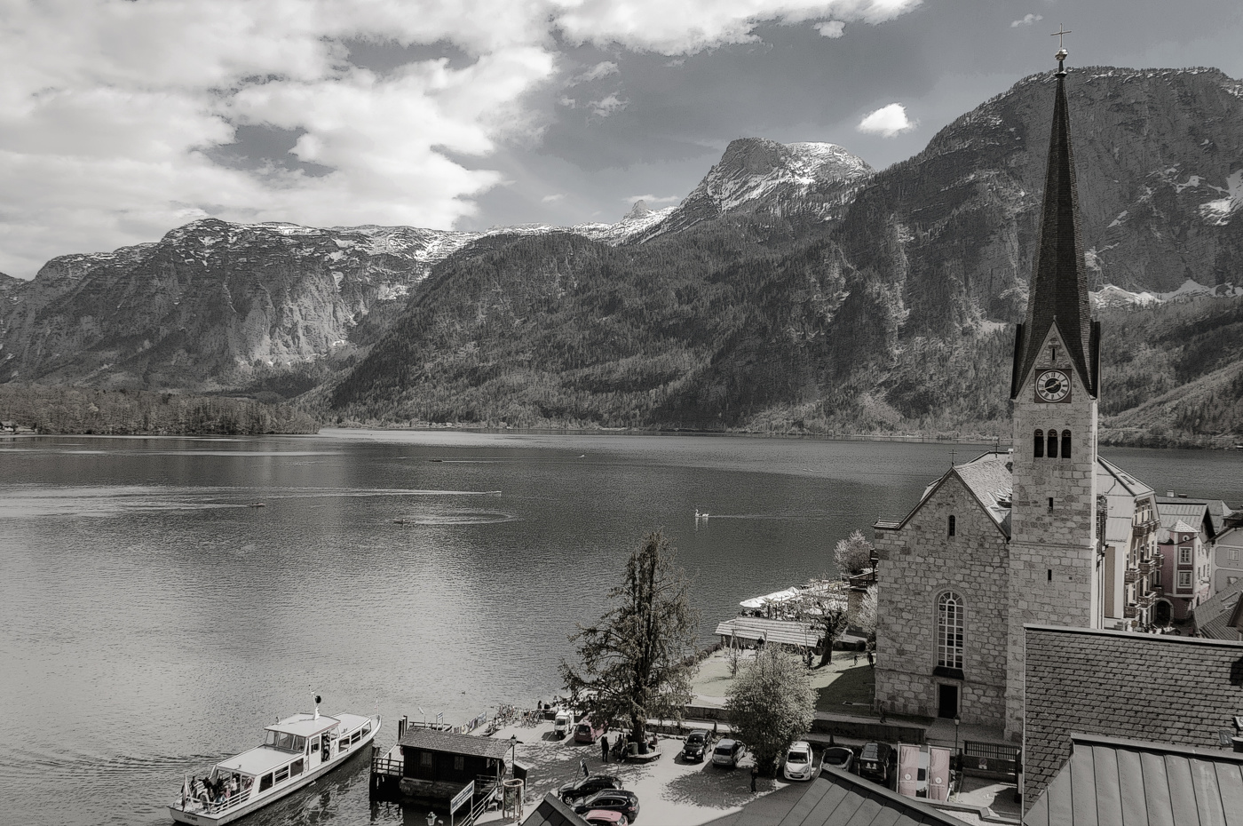 Австрия Халльштатт горы озеро Lake Hallstatt Альпы