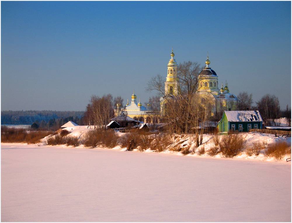 Зима деревня Церковь