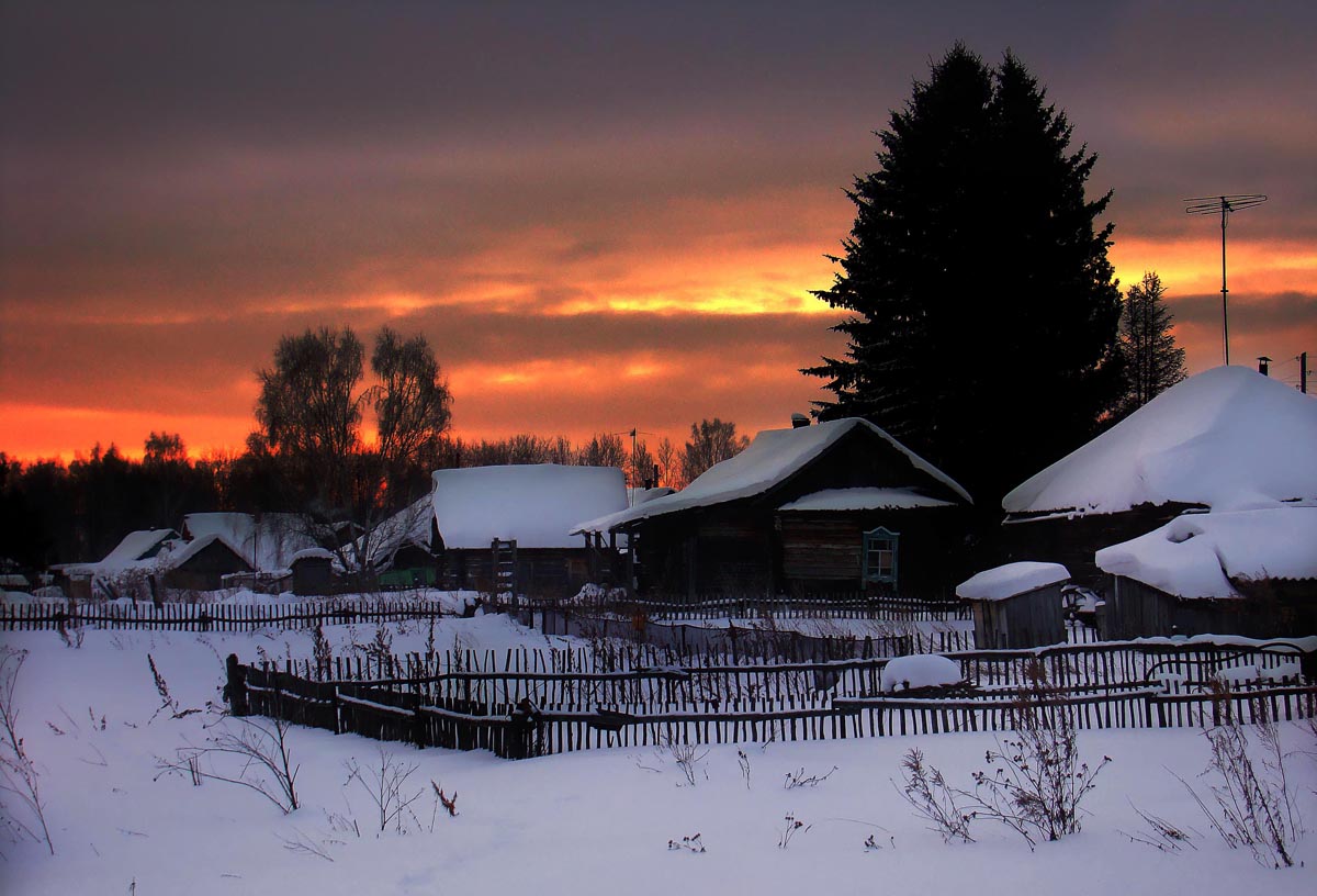 Заброшенная деревня зимой