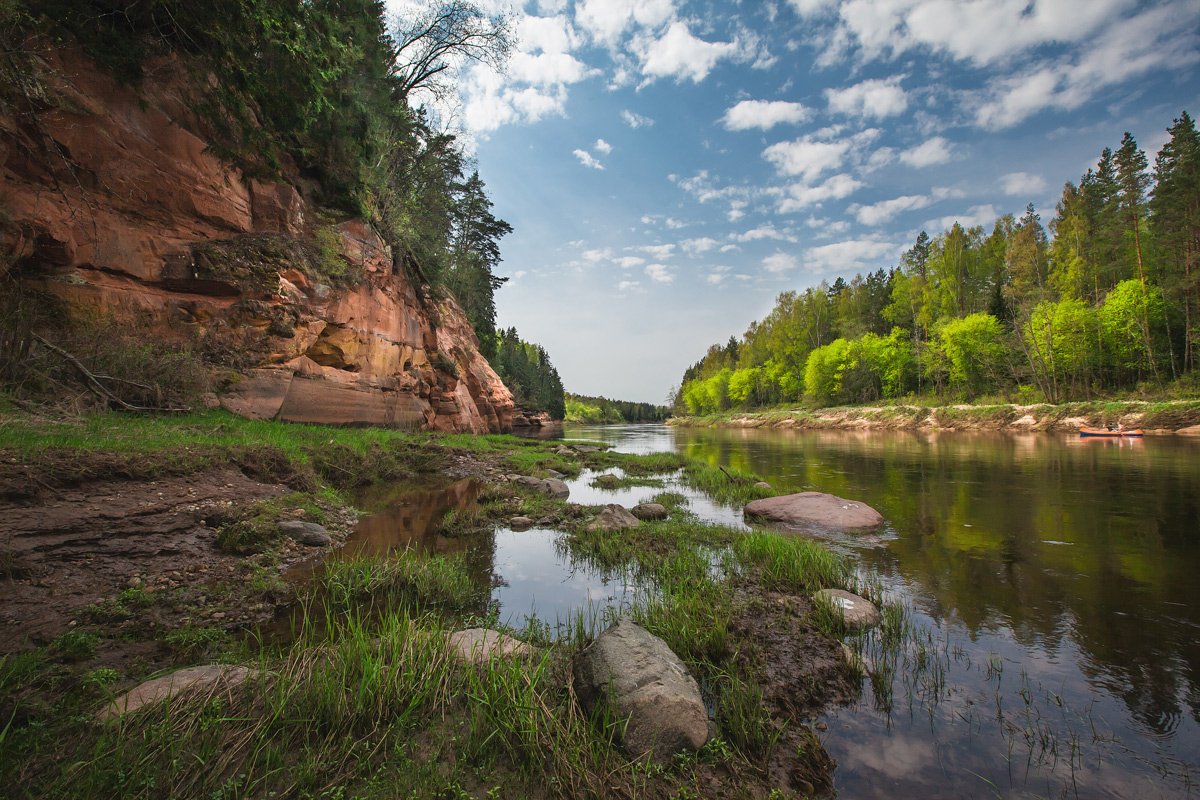 Латвия лес Гауя парк река