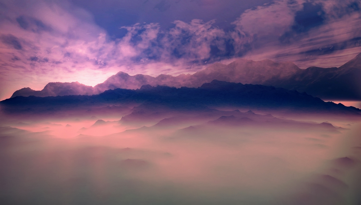 Гора розовое облако. Сиреневый туман в горах. Горы в розовом тумане. Горы фиолетовое небо. Розовые облака и горы.