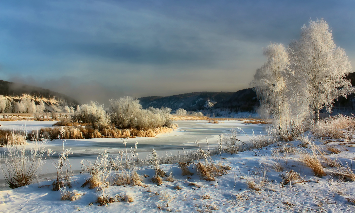Река Енисей зимой