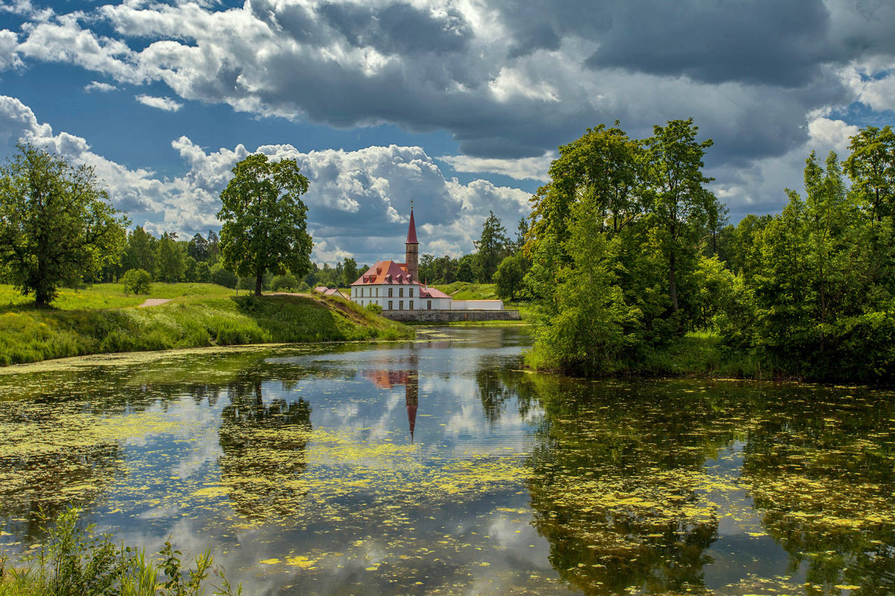 Гатчинский дворец озеро лето пейзаж