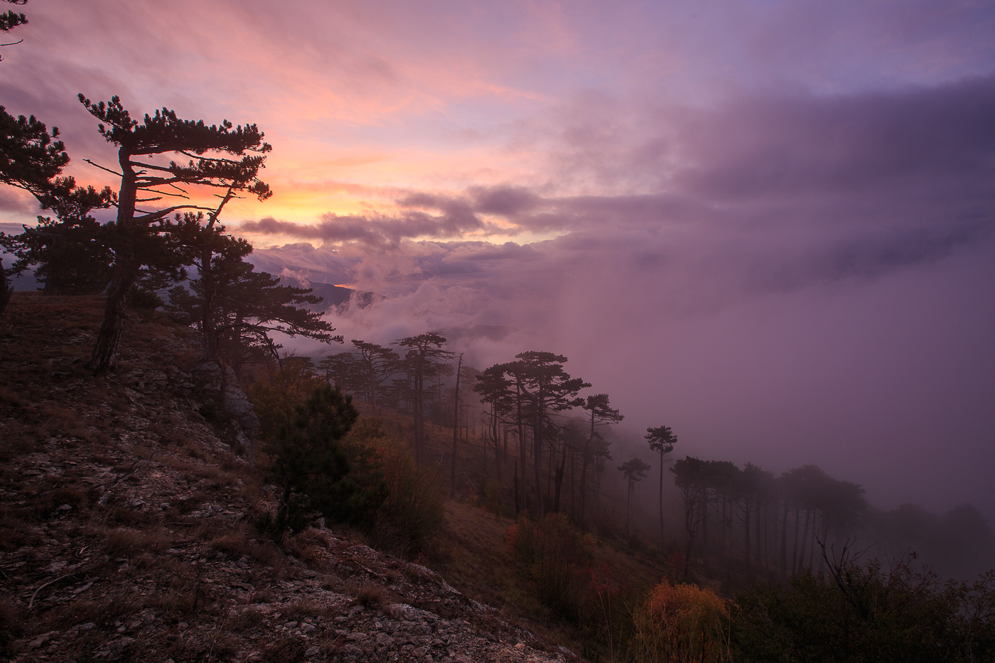 Крым горы туман