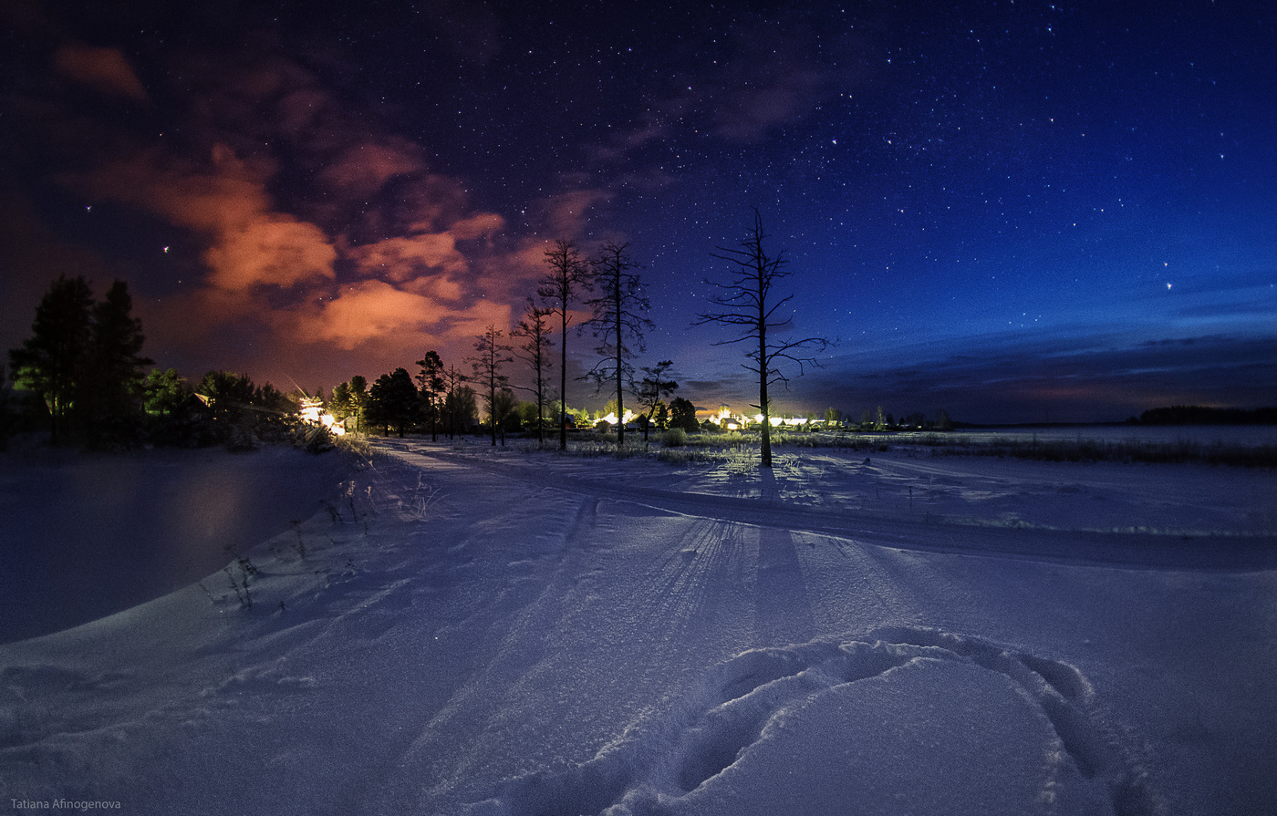 Winter night. Зима ночь. Ночь зимой. Зимний морозный вечер. Морозная ночь.