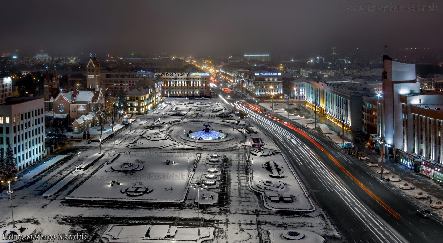 Площадь Победы Минск зимой