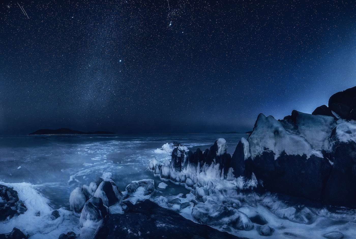 Зимняя ночь море