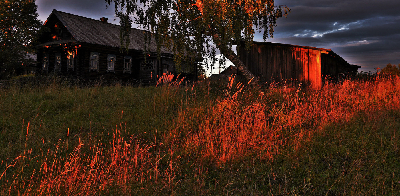 Красный вечер в деревне