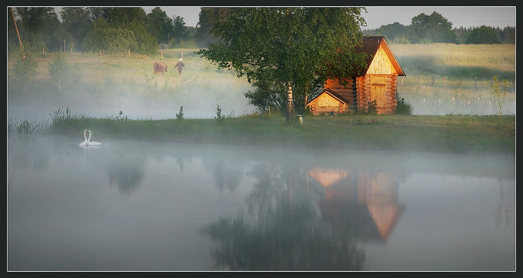 Стихотворение забелелся туман над рекой. Лето в деревне на речке. Забелелся туман за рекой. Белелся туман за рекой. Озеро в деревне летом.