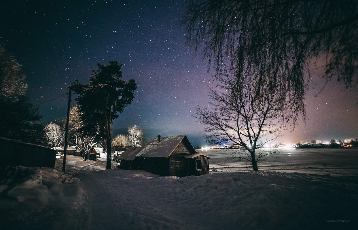 Ночь луна деревня фото