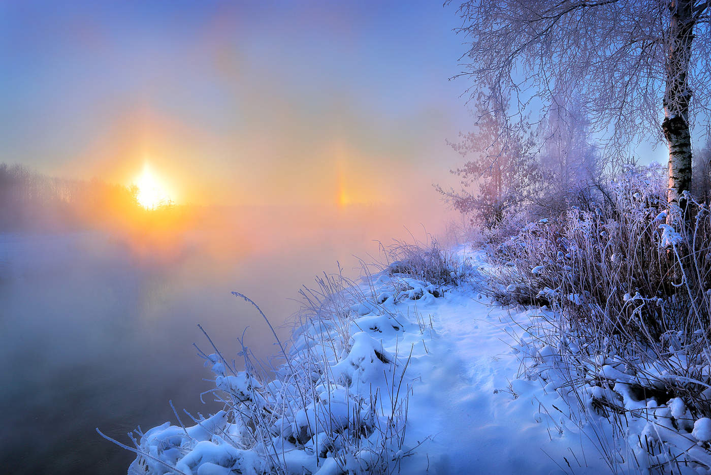 Восход солнца зима