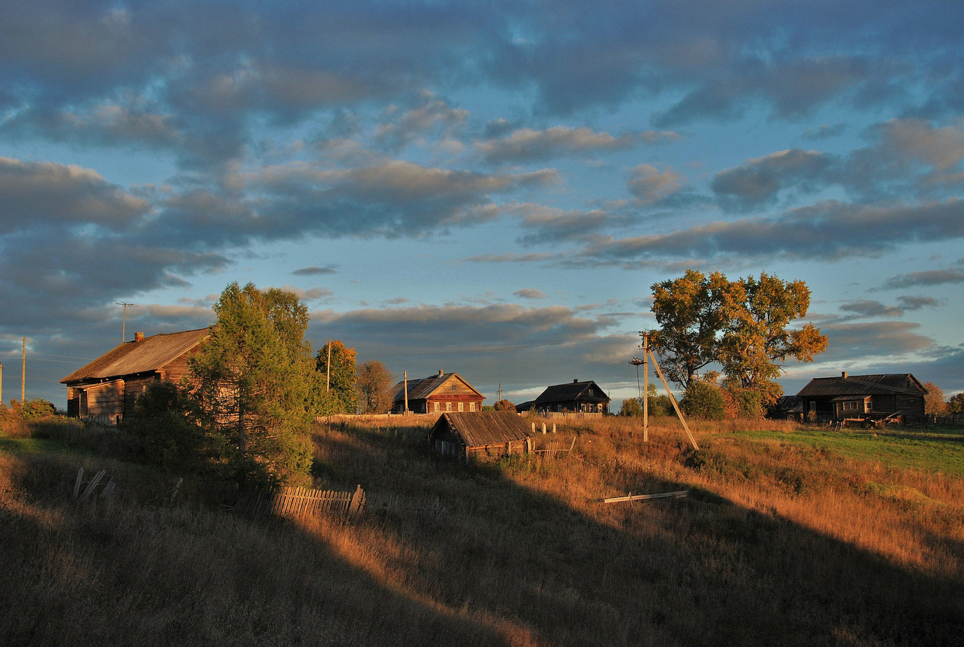 осенний закат в деревне фото