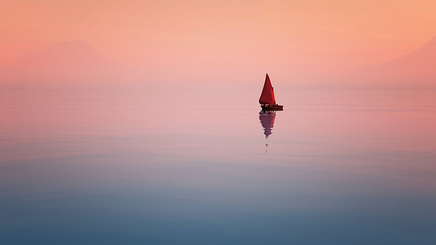 Одинокая лодка в море